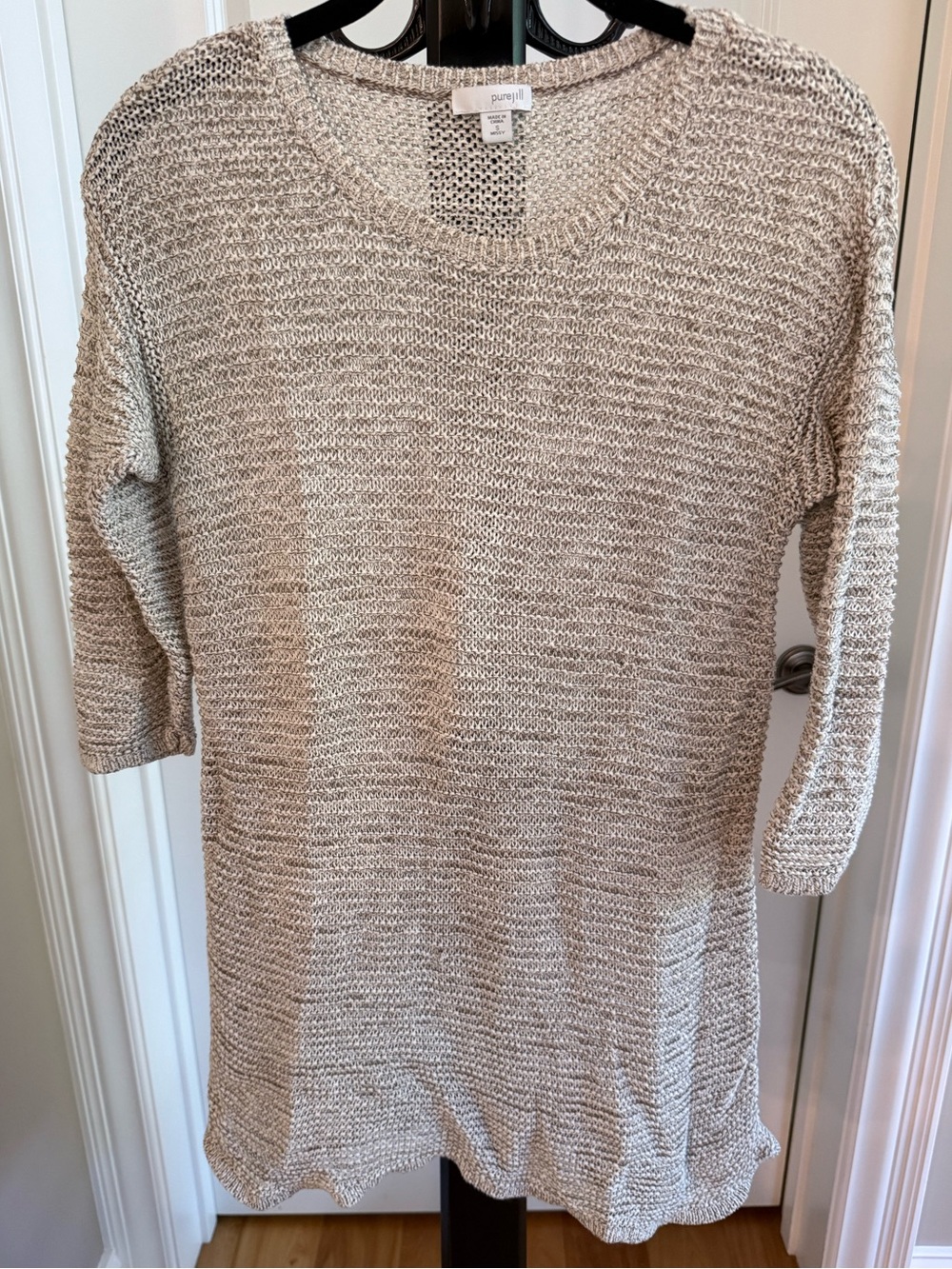 Pure Jill Oatmeal Marled Knit Tunic Sweater Size Small